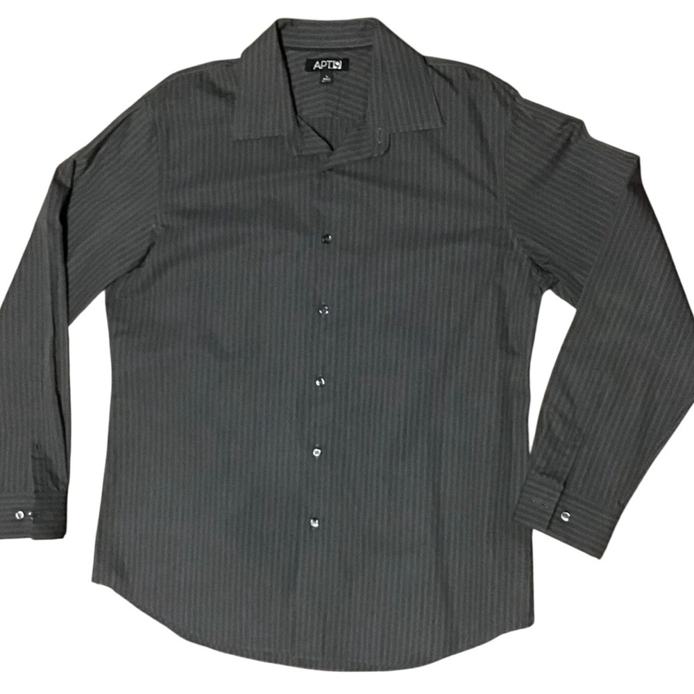 🖤3 FOR 25.00 Apt. 9 Men's Charcoal Pinstripe Long Sleeve Shirt 3 YOU PICK!